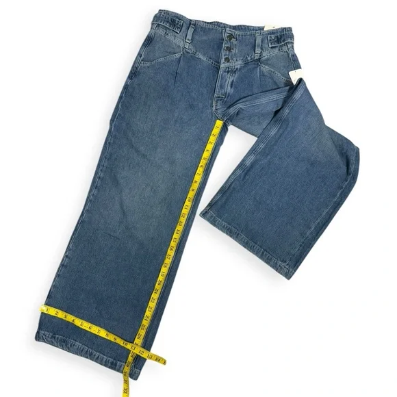 Free People We The Free Super Sweeper Wide Leg Jeans In The West Wash Size Med - Picture 5 of 14